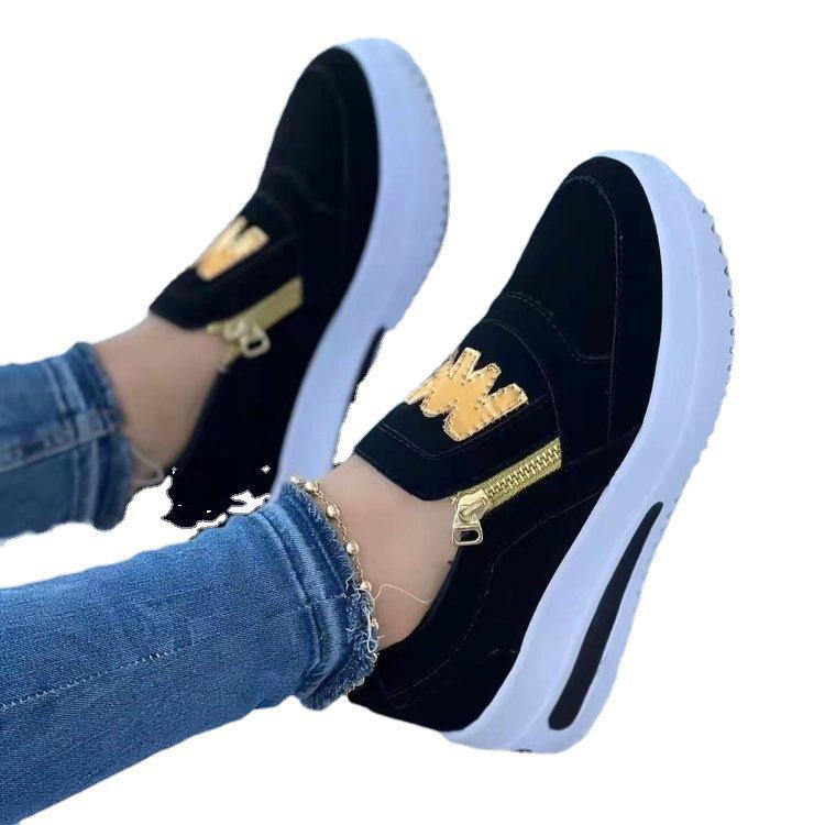 2022 Large Size Casual Sports Platform Shoes with Side Zipper