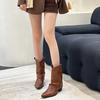 Fashion Vintage Trouser Legs Women Boots Fashion Rivet Slip On Shoes Female Thick Heel Western Cowboy Booties Zapatos De Mujer