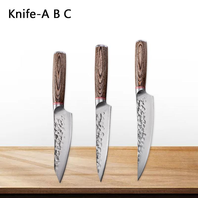 Forged Hammer Kitchen Meat Cleaver Butcher Knife Boning Knife Fruit Paring Stainless Steel Slicing Cooking Knives with Cover