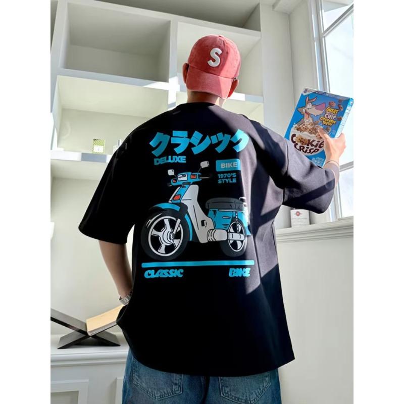

Summer T Shirt for Unisex Women s Motorcycle T-shirt Summer New Car Logo Crew Neck Punk Casual Trend Retro Short-sleeved Top 4XL чорний