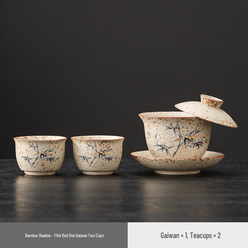 Firestone High-End Ceramic Gongfu Tea Set: Teapot, Gaiwan, Teacup, Kettle Brewer for Home or Office Model 1