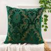Chenille Green Leaf Jacaquard Tropical Plants Cushion Cover Throw Pillow Covers for Home Decoration (No Insert)