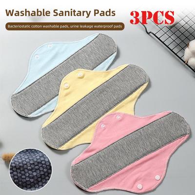 3Pcs Adult Washable Cotton Pad Soft Comfortable Breathable Water Absorbing Anti-leakage Antibacterial Bacteriostatic Underpants Pad