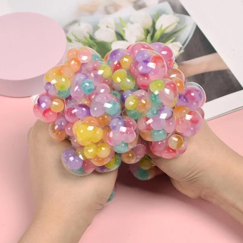 1PC Creative Decompression And Ventilation Grape Ball Toys Tricolor Colorful Beads Grape Ball Pinch Le Toy Kids Fidget Toys