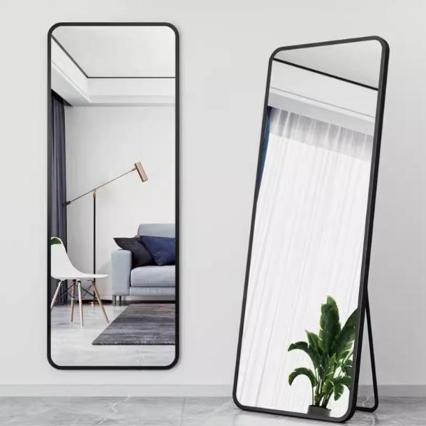 Minimalist Full-Length Floor Mirror: Aluminum Alloy, Wall-Mounted Design, Perfect for Living Room or Bedroom