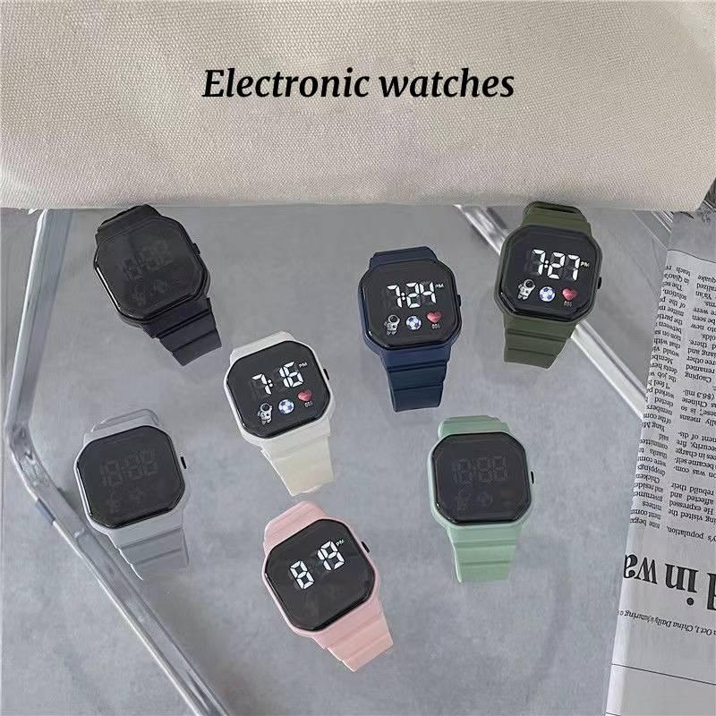 Fashionable Sporty Square Dial Women's Watch Waterproof Led Digital Display 30m Water Resistance