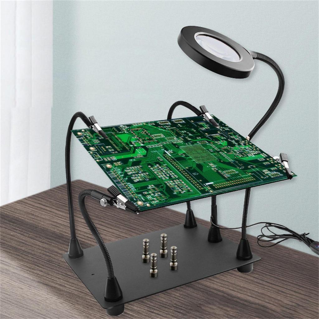 Multifunctional Helping Hands Soldering Station with 6x Magnifying Glass Light Soldering Aid Fixture for Precise Repairs