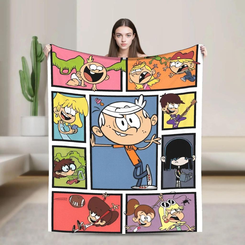 LLoud Houses Family Cartoon Flannel Throw Blanket for Couch Sofa Bed  Softized Quality Picnic Blanket