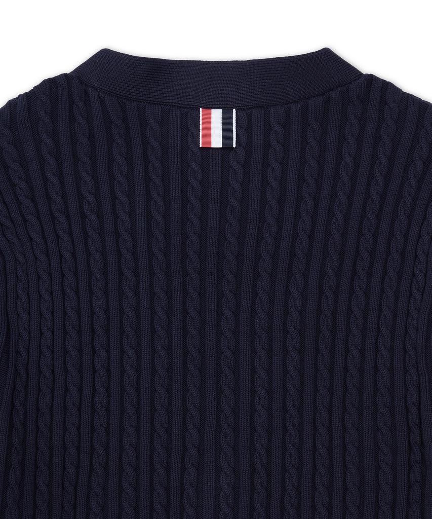 Thom Browne Rwb Striped Cotton Baby Cable V-Neck Cricket Cardigan - Navy / Mkc640Ay3014415
