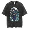 Japanese Anime Demon Slayer Washed T-shirt Men and Women Summer Harajuku Clothing Breathable Short Sleeved T-shirt