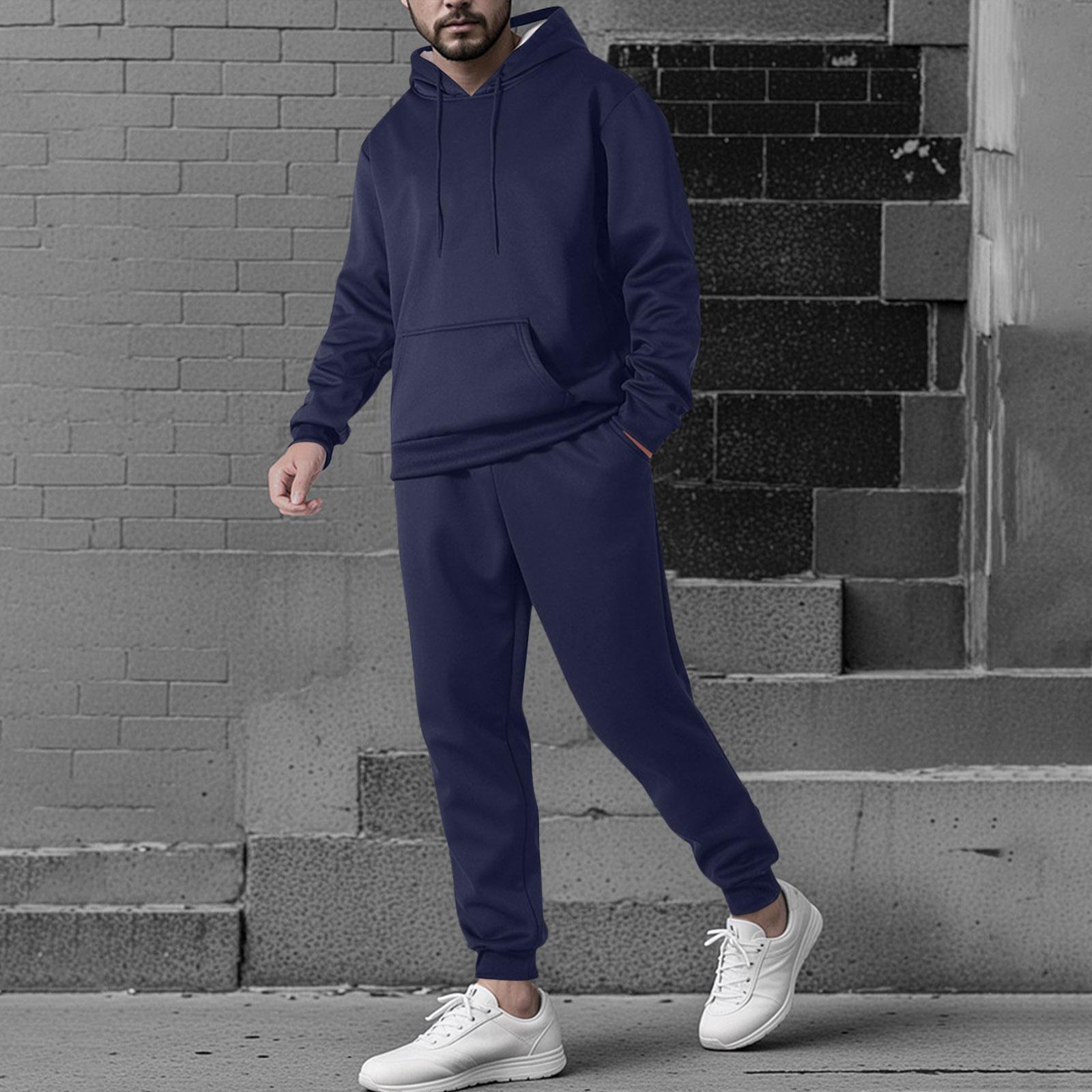 

Мужской однотонный костюм-худи из овчины, повседневный спортивный, плюс бархатный теплый костюм-худи с длинным рукавом M