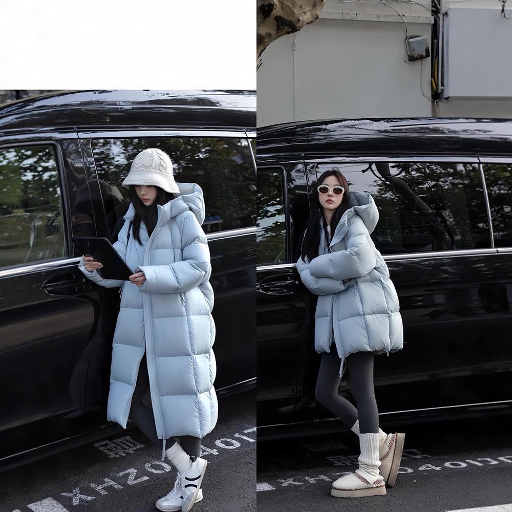 2025 Korean Style Women's Warm Hooded Mid-Length Down Coat