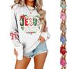 Women's Casual Fashion Christmas Print Neck Top, Holiday Shirt