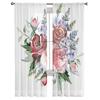 Flower Rose Sheer Curtains for Living Room Transparent Tulle Window Treatments Bedroom Kitchen Home Decor Veil Drapes