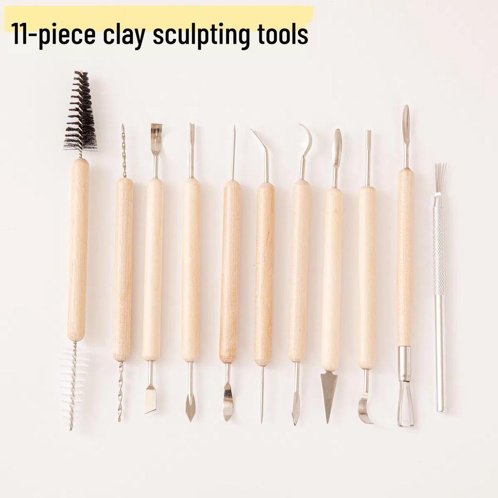 Wooden Pottery & Polymer Clay Sculpting Knife Set - DIY Pottery Tools