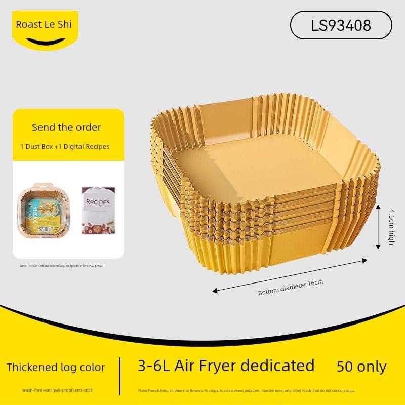 

Air Fryer Special Paper Square Household Baking Tray Oil-Absorbing Sheets Packing Paper Food Oil Insulation Heatproof Baking Oiled Paper [Large thickened] 50 [3-6 liter Fryer]]