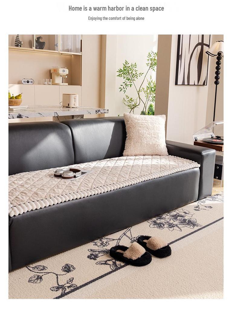 Nordic Plush Winter Sofa Cushion - Thickened, Non-Slip, Rectangular Bun Design.