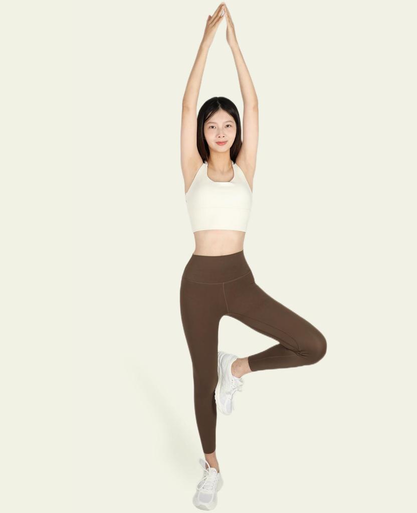 Cream Crossover Back Bouncy Sports Tank – Shockproof, Quick-Dry Yoga Vest