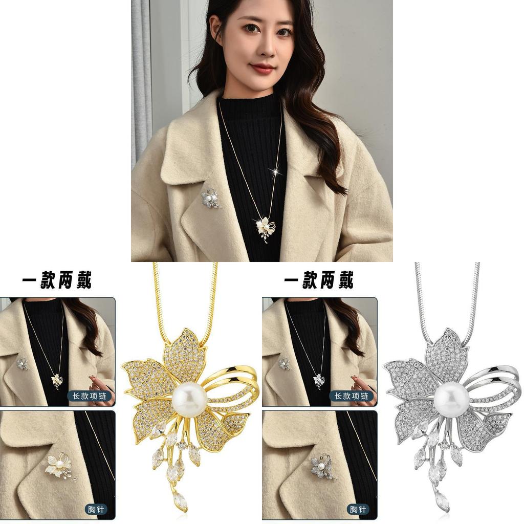 Womens Autumn Winter Long Chain With Flower Pendant And Pendent For Gift