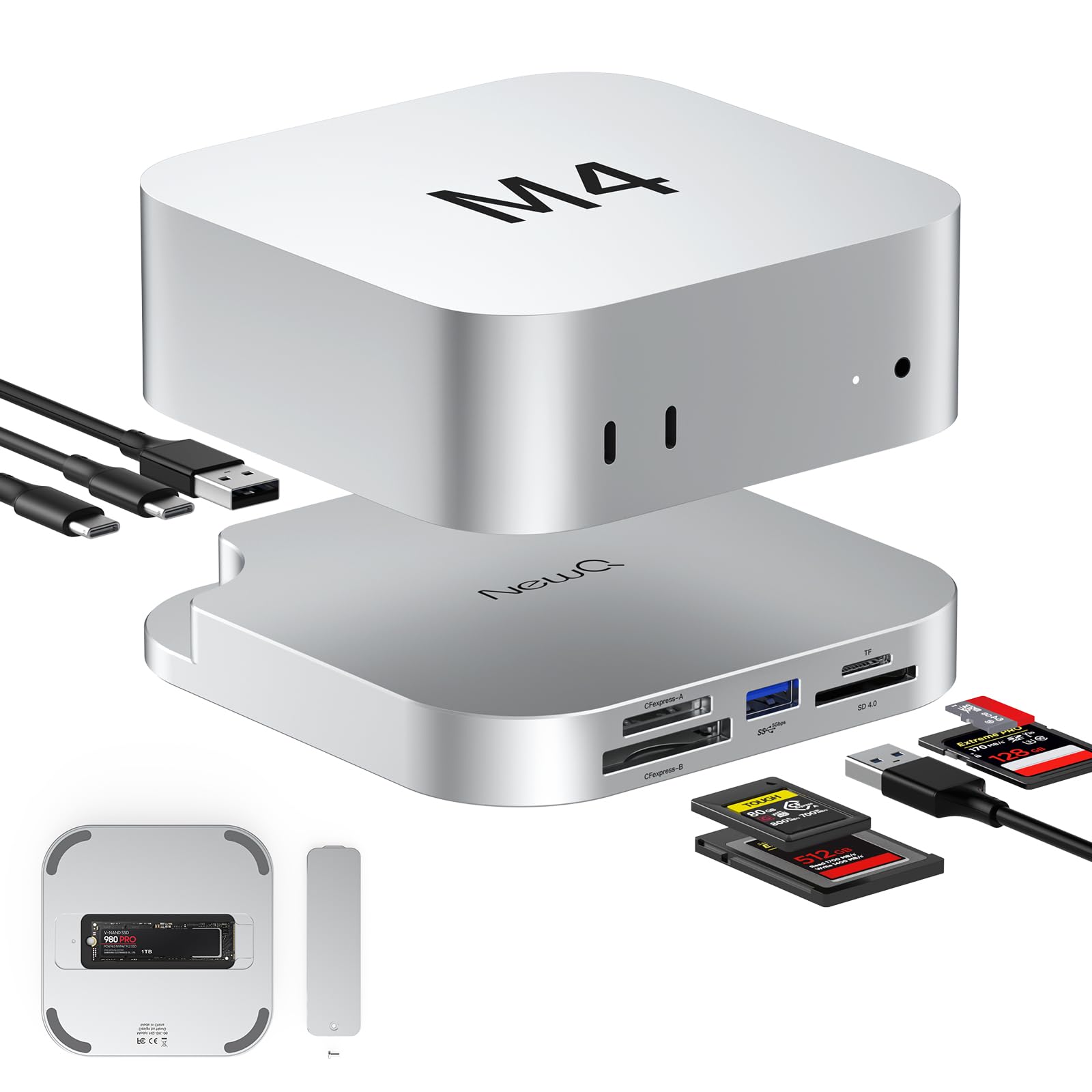 

Mac Mini M4 USB 10Gbps CFexpress Type A Card NVMe SSD 10Gbps 5Gbps for Content Professional Filmmakers Dock, 3.2 B/Type Reader, SD/TF 4.0 Slot, M.2