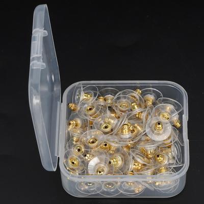 100pcs Earring Torus Plastic Earring Backs Gold With Pad Pierced Earring Backing Soft Clear Earring Backing Stoppers Posts