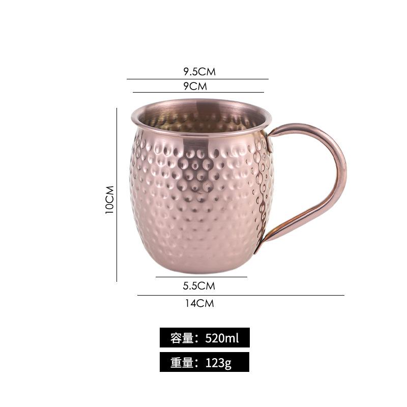 304 Stainless Steel Mug Retro Style Beverage Beer Cup with Handle Hammer Pattern Cup Tea Water Cup