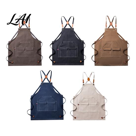 Cross Back Work Apron Waterproof Kitchen with Pockets Chef Cooking for Men Women Floral Arrangement Barista Gardening Painting Craft