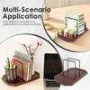 Napkin Holder Metal and Wood Standing Napkin Dispenser with 360° Rotating Storage Base Kitchen Organizer for Counter Decoration