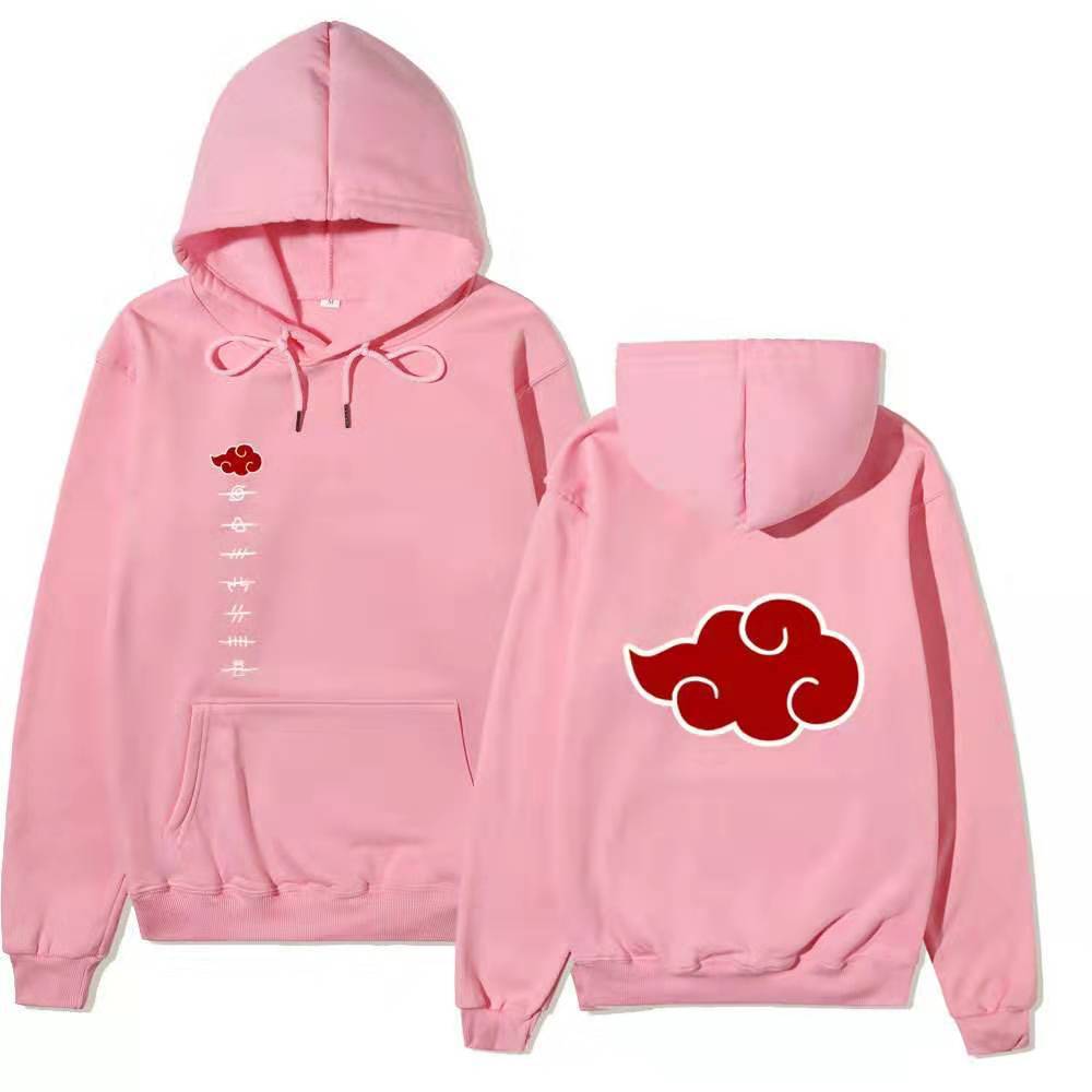 Unisex Naruto Akatsuki Hoodie, Double Side Red Cloud Symbol Print Anime Pullover Long Sleeve Hooded Sweatshirt
