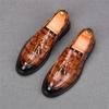 Fashion Fashion New Men's Slip On Loafers Pointed Alligator Pattern Leather Dress Shoes Male Designer Homecoming Wedding Footwear