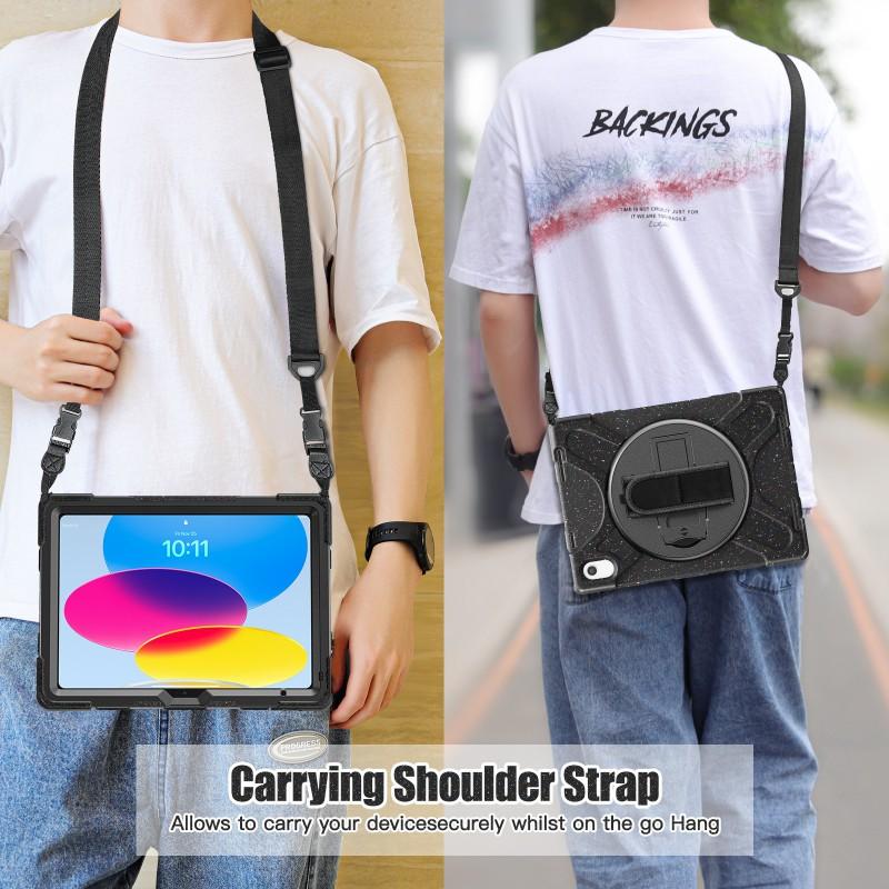 IPad 10th Gen Case 10.9 Inch 9th 10.2 Silicone Shockproof Cover With Stand Shoulder Strap