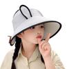 Korean Style Rabbit Ear Sunhat Adjustable Children Fishman Hat Cute Wide Brim Peaked Cap  Spring