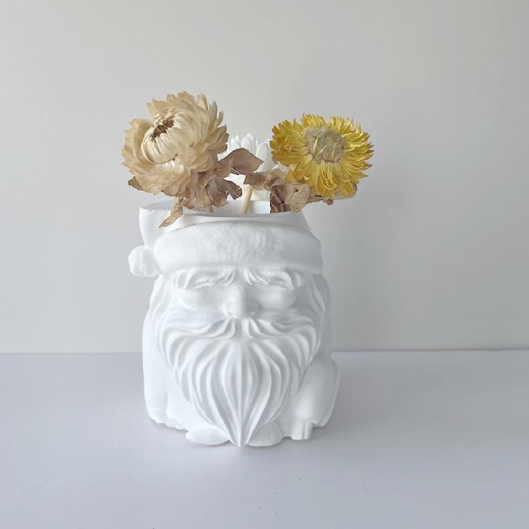 Geometric Santa Claus Gypsum Silicone Molds for Making Succulent Flower Pot