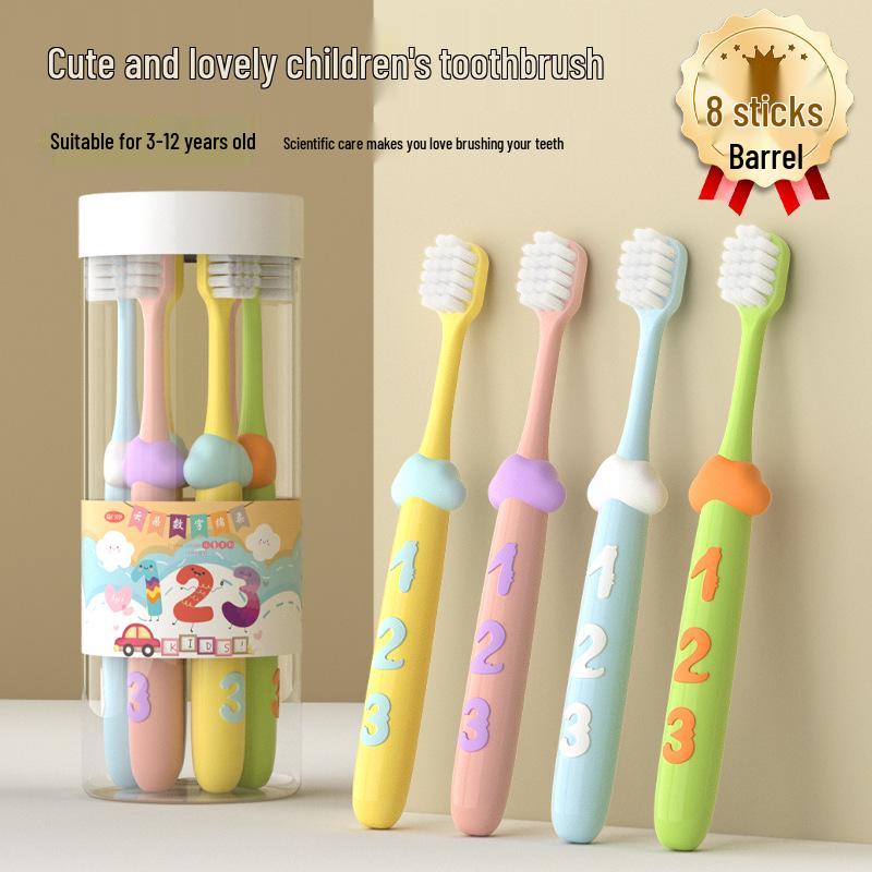Soft Bristle Toothbrush with Cute Digital Handle for Kids Aged 3-12