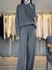 2026 Fall/Winter Pure Wool High-Neck Sweater & Wide-Leg Pants Set
