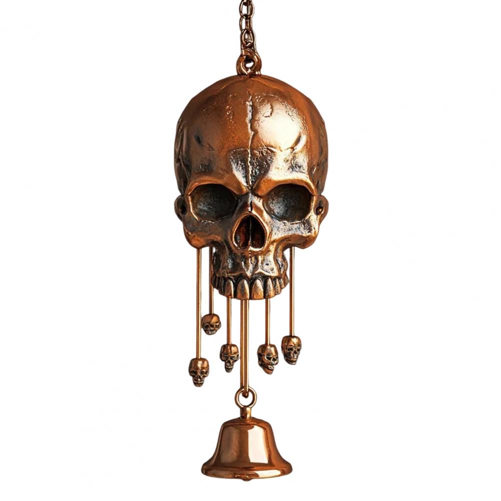 Outdoor Skull Decor Dark Theme Wind Chime Vintage Skull Wind Chime for Indoor Outdoor Garden Patio Metal Hanging Bell Halloween