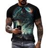 Animal Wolf 3D Digital Printed Men's Fashion Trend Round Neck Short Sleeved T-shirt