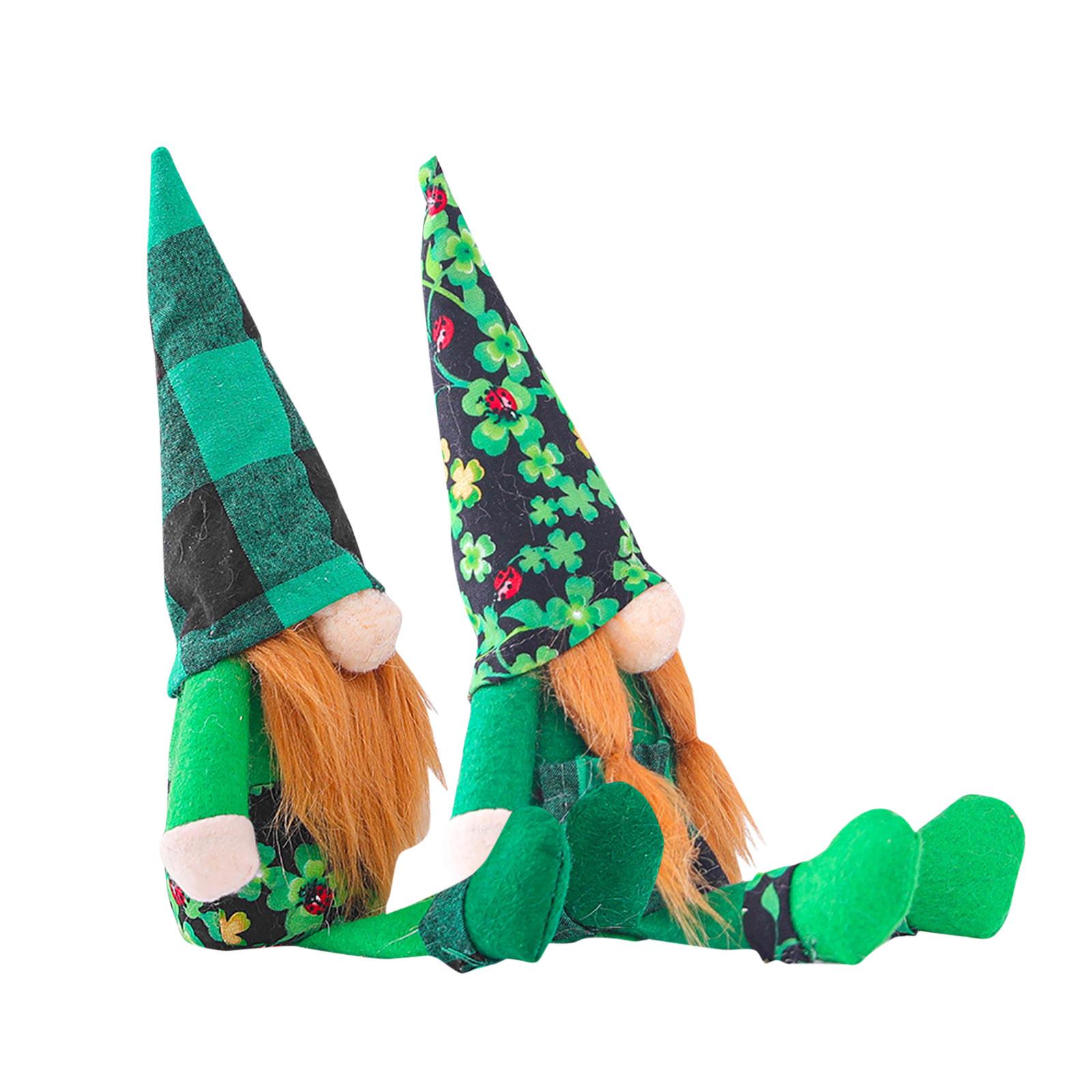 

2PC St. Patrick s Day Green Hat Doll Faceless Elderly Irish Festival Ornaments зелений