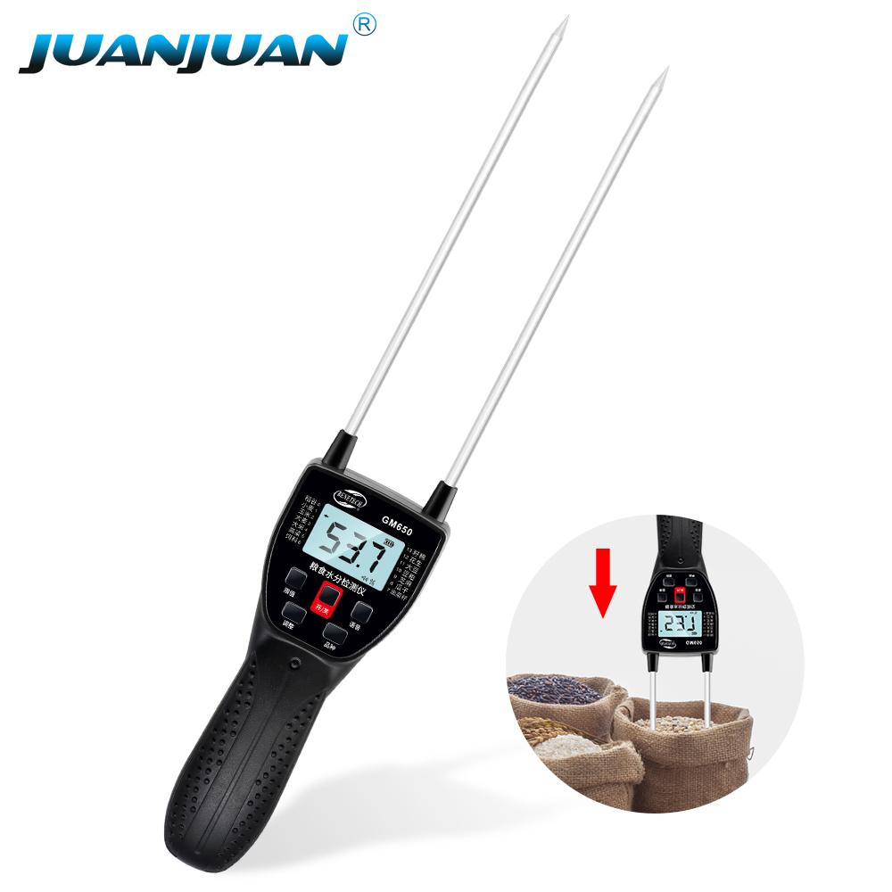 

GM650 Grain Moisture Meter LCD Digital Hygrometer Handheld Humidity Content Detector for Corn Wheat Rice Bean Barley Fodder чорний