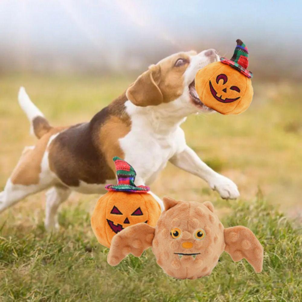 

Pumpkin Ghost Shape Pumpkin Plush Chew Toy Bite Resistant Dog Squeaky Toy Self Happy