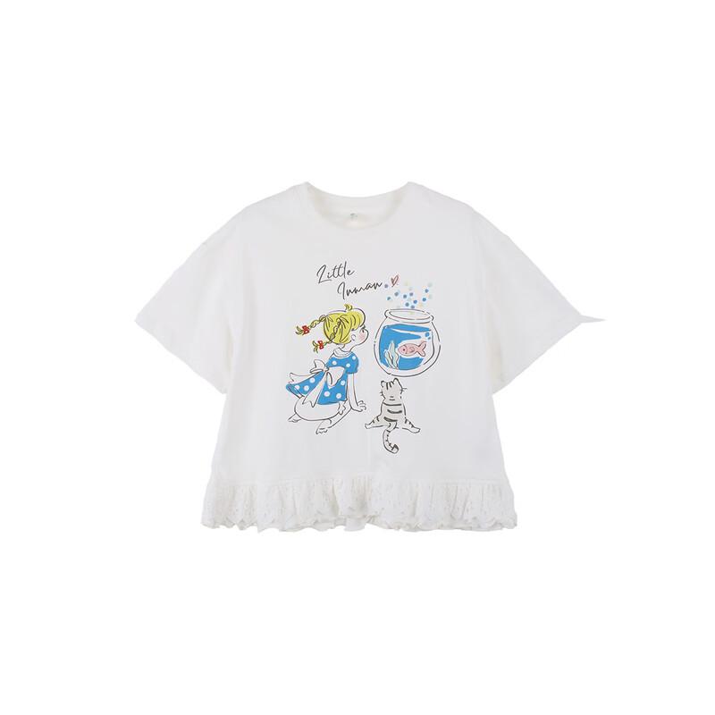 Girls' Antibacterial Cartoon Print Short Sleeve T-Shirt
