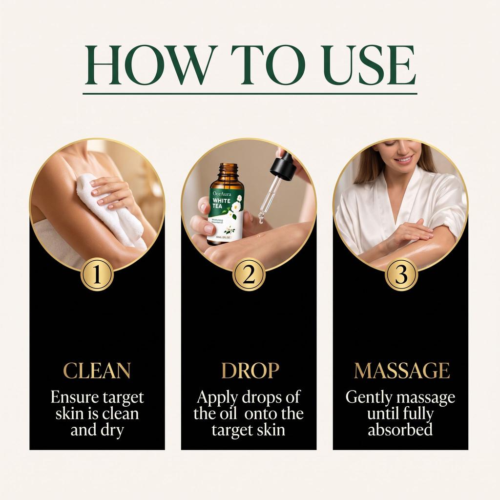 Olio Essenziale Tè Bianco Multiuso 2 in 1 Fragranza e Cura della Pelle Rinnova la Pelle Olio Portatile Multiuso per la Cura del Corpo 60ml
