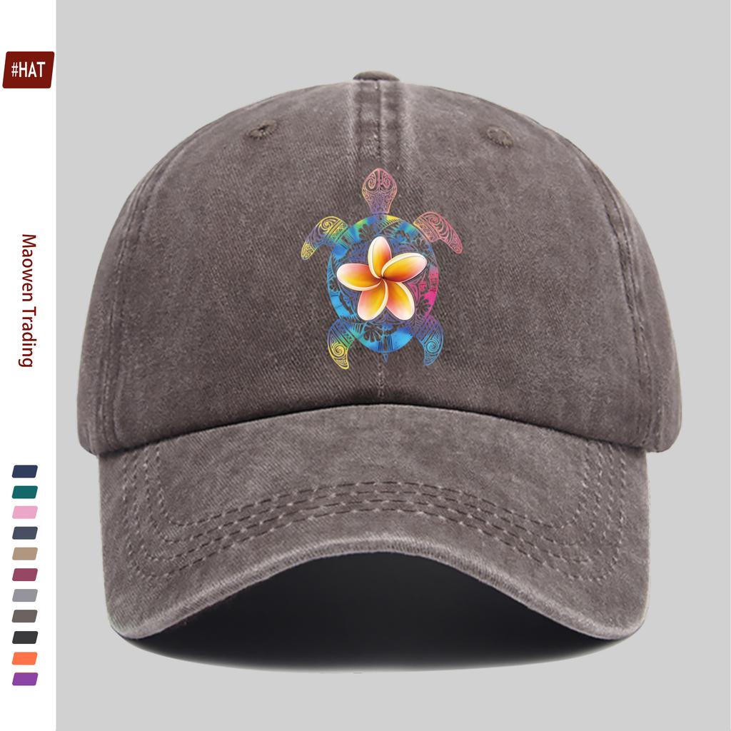 Pc Blumen-Gradient Schildkröte Mode Buchstaben-Druck Basecap mit Mehrfarbigem Schildkröten-Druckdesign Sonnenhut Unterwasserwelt