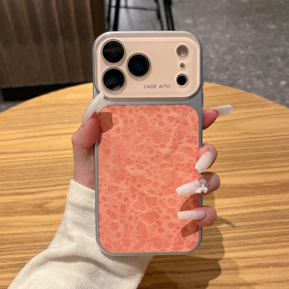

Matte PU Leopard Print Texture Phone Case For iPhone 17 16 15 14 Pro Max Shockproof Full Bumper Crystal Camera Lens Cover iPhone17
