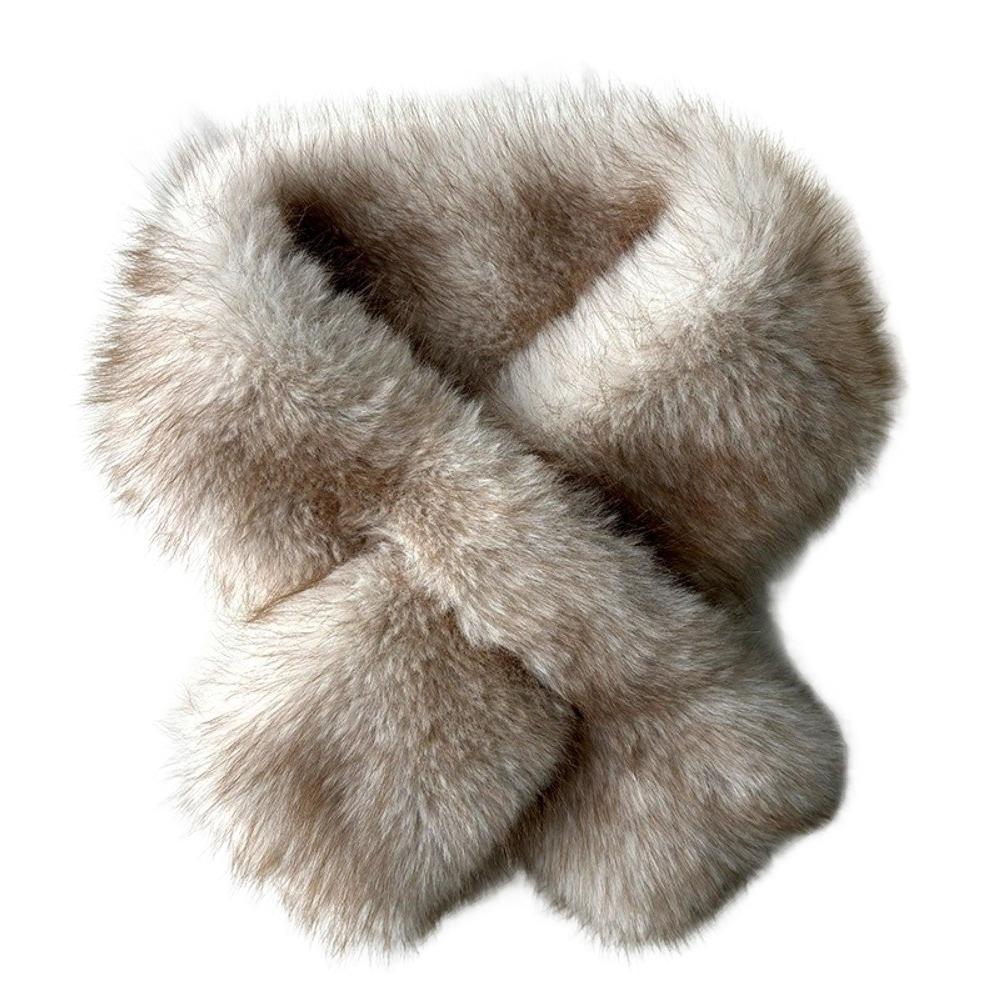 

Искусственный лисий мех, шарф-крест, утолщенный шейный платок, обертывание, модный шейный шарф, женский, для девушки коричневый/бежевый