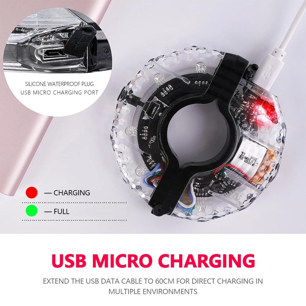 Colorful Bicycle Warning Light 300mAh Bike Hub Spoke Lamp USB Rechargeable IP65 Waterproof Universal Safety Warning Decoration
