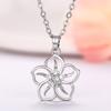 Huitan Delicate Flower Pendant Necklace with Crystal CZ Partysu Fresh Neck Accessories for Women Wedding Party Trendy Jewelry