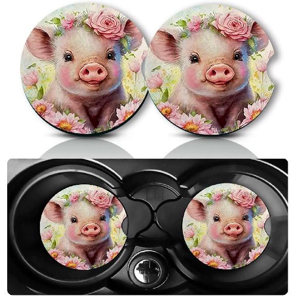 Car Coasters for Cup Holders,2 PCS Universal Non-Slip Black Leopard Print Car Coasters,2.75" Rubber Mat,Leopard Cars Accessories Cup Drink Holder