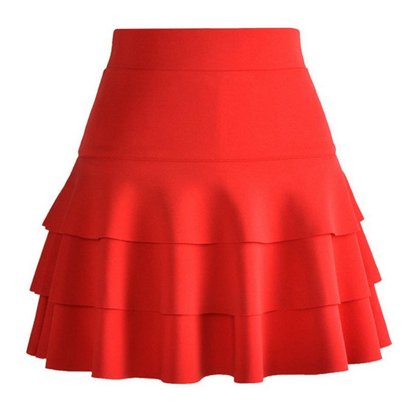 Women's Elastic High Waist Double Layer Square Dance Skirt - A-line with Large Hem and Anti-exposure Design