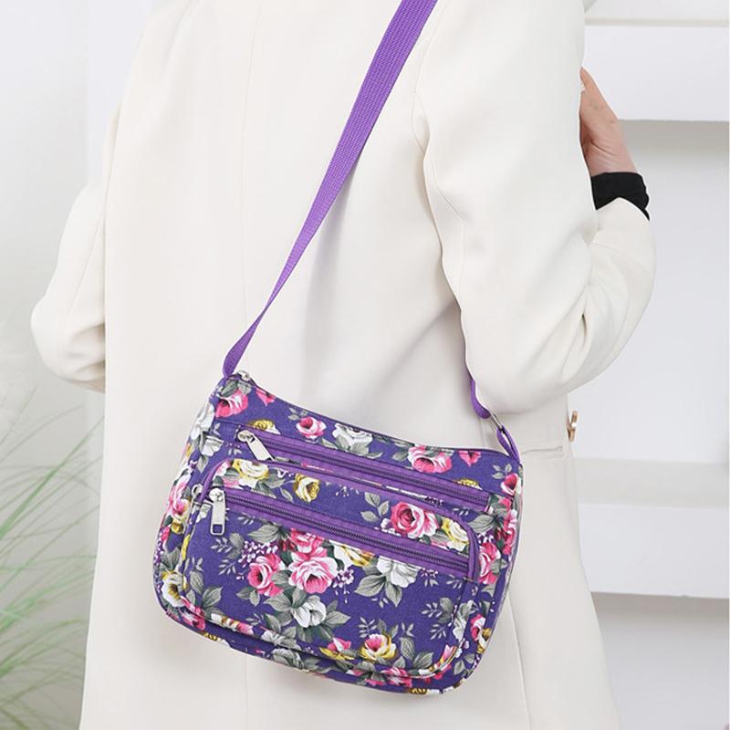 1 Pezzo Borsa a Spalla da Donna con Stampa Floreale Oxford Diagonal Piccola Quadrata Borsa a Mano Multifunzionale Casual da Viaggio Borsa a Tracolla